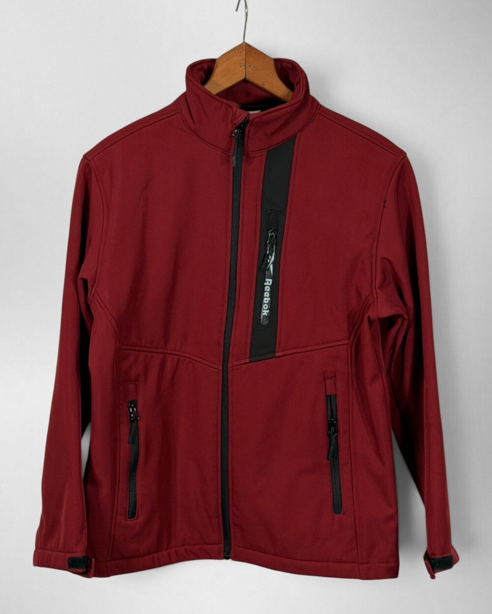 Reebok Womens Softshell Jacket L 14/16 Red Black Fleece Lined Full Zip QBRD941